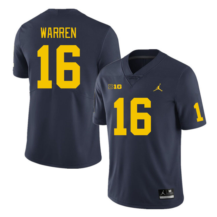Michigan Wolverines #16 Davis Warren College Football Jerseys Stitched Sale-Navy